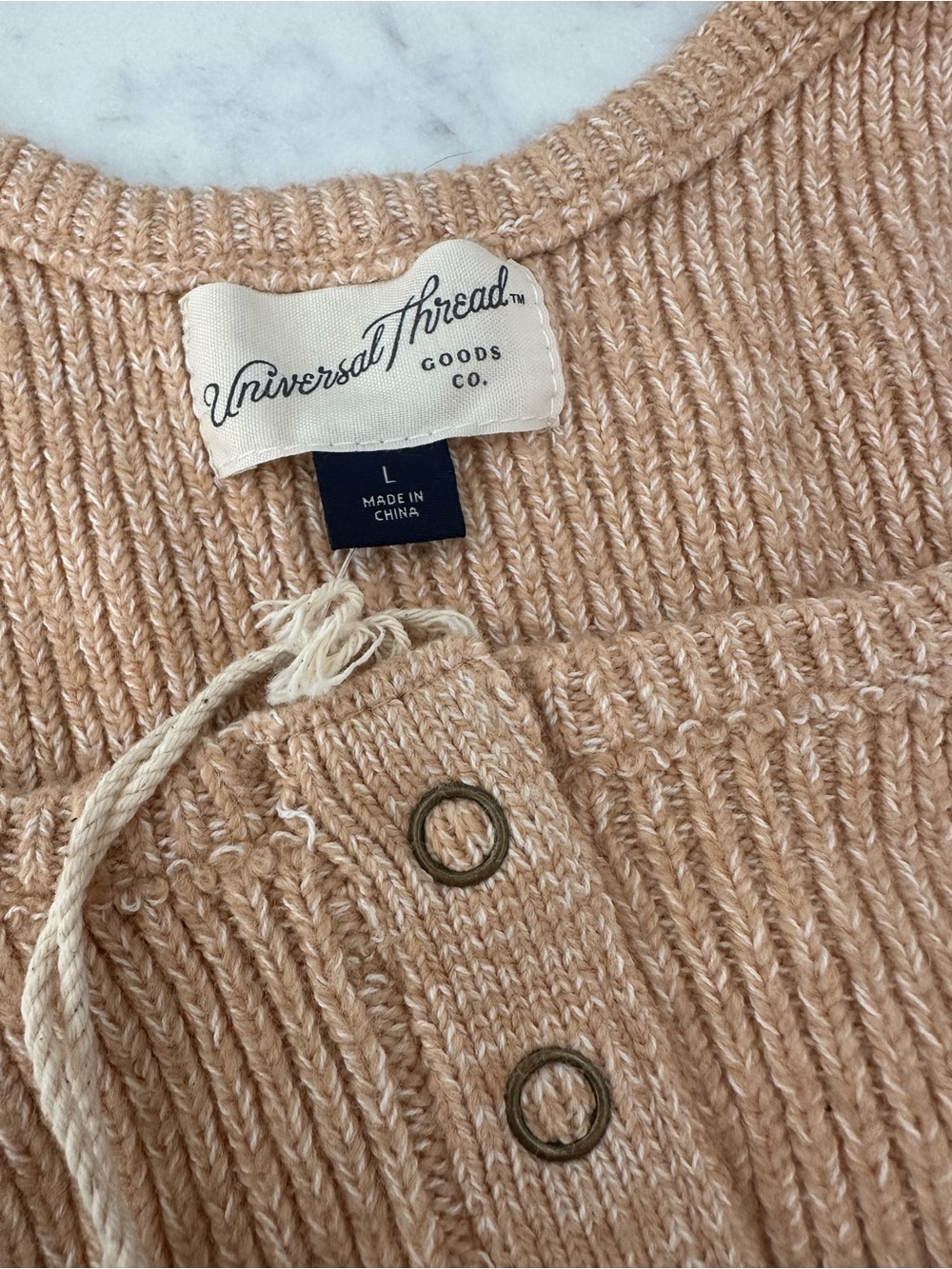 NWT Universal Thread Beige Tan Ribbed Knit Henley Tank Top - Picture 3 of 4